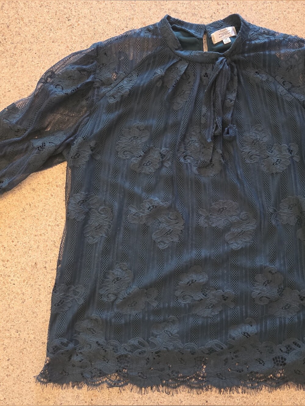 Shannon Ford New York Green Sheer Lace Overlay Boho Rose Plus Blouse Top 2XL